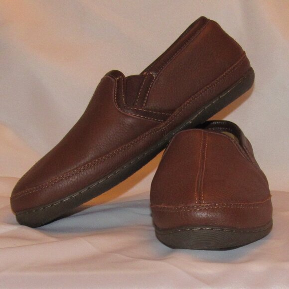 L.L. Bean Elkhide Slippers 272346 Brown Leather Men's Size 8M Excellent Cond. - Picture 1 of 12